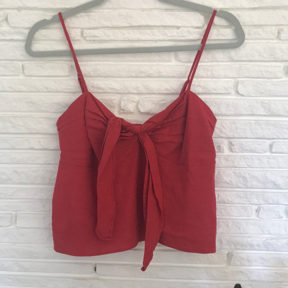 Brandy Melville red Sasha tie front tank top